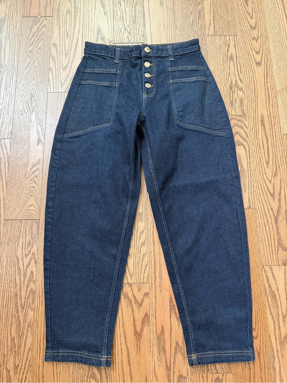 Scoop Barrel Leg Jeans with Button-Fly
